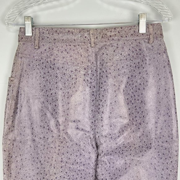 Vintage B Lucid Leather Pants Purple Speckled Print High Waist size 9 Junior - Picture 7 of 13